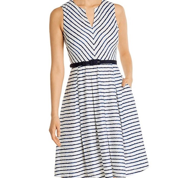 Karl Lagerfeld Paris Linen Blend Belted Dress - Picture 10 of 10